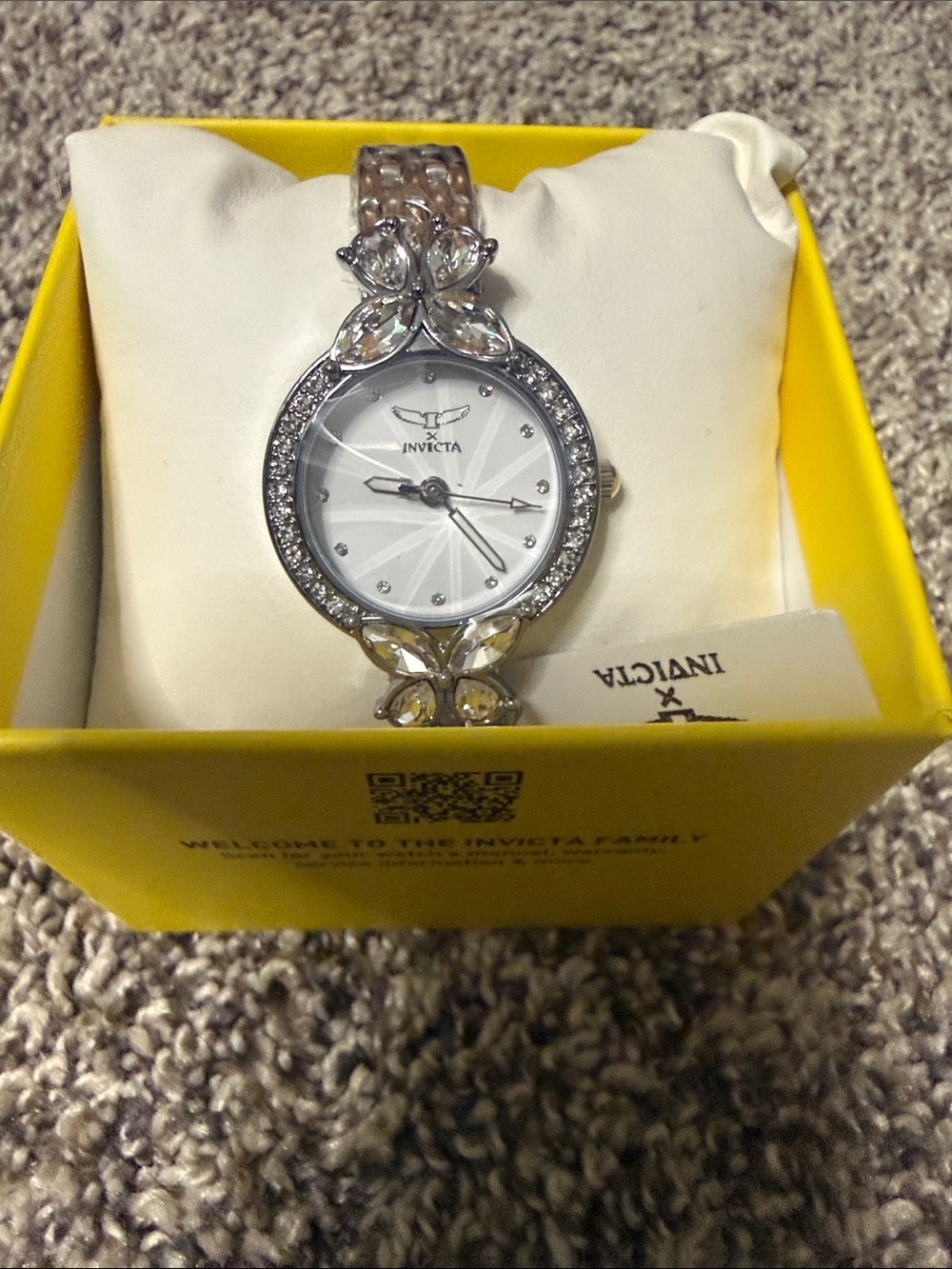 Invicta Silver Tone Women's Crystal Accent Watch - White Dial